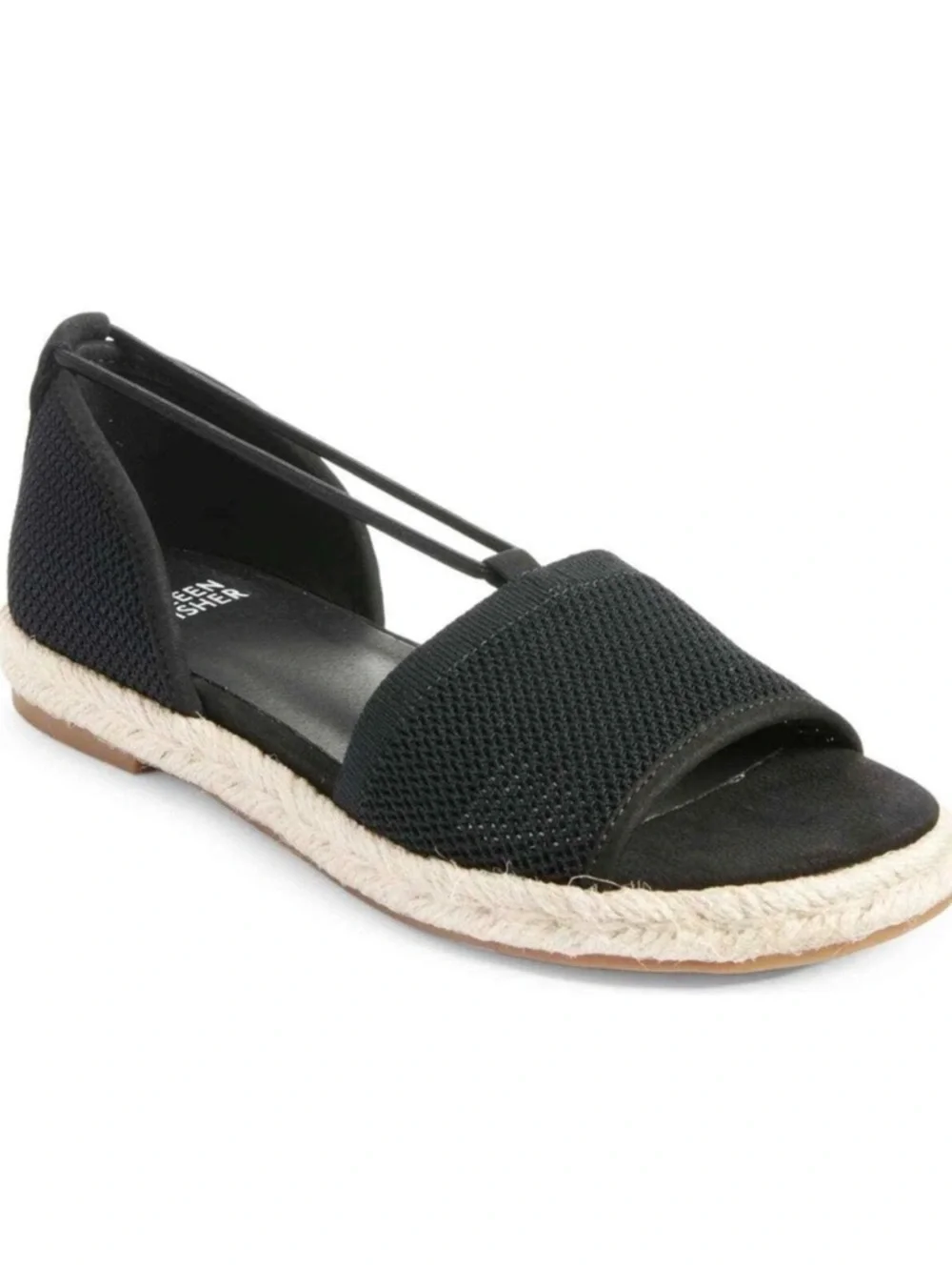 Eileen Fisher Black Mews Espadrille Sandals, New Without Box, Size 6 1/2